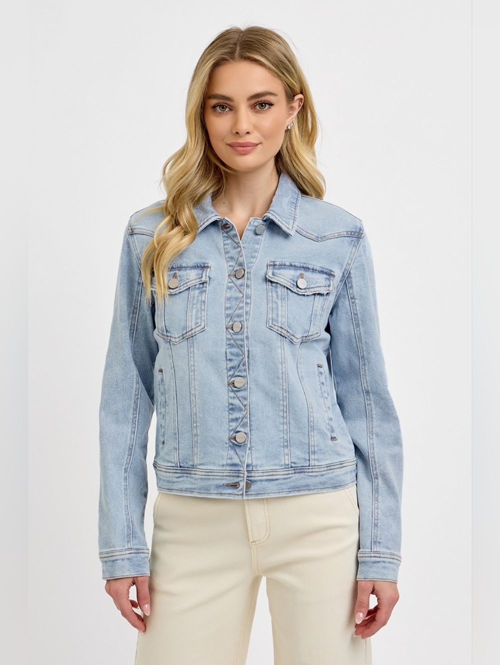RISEN Light Wash Button Down Classic Denim Jacket Pockets Various NEW - Picture 2 of 6